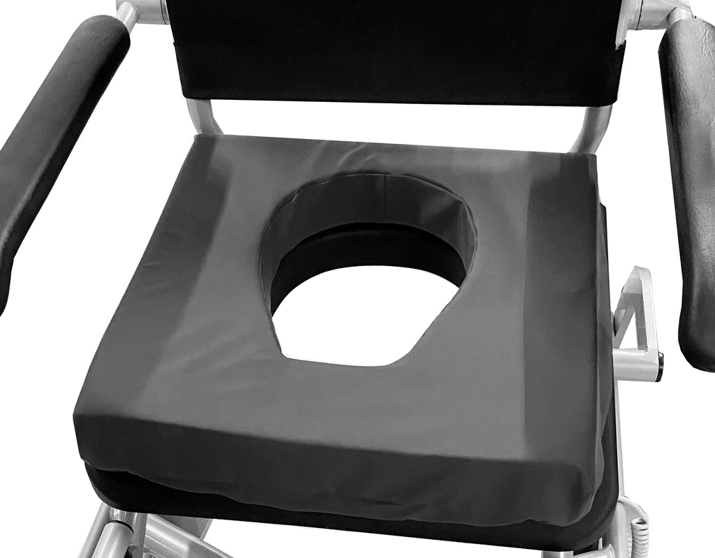 [044-00063] Chaise de douche - Triton Dual - avec repose-pieds et siège, appui-tête flexible, seau avec poignée inclinée + couvercle