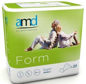 Anatomische Inkontinenzeinlage - AMD Form - Super - 4 Tropfen - 20 Stück