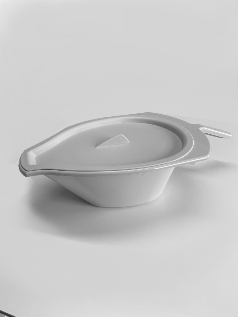 Triton Dual - Bassin hygiénique en plastique en forme de goutte avec poignée coudée/gris clair