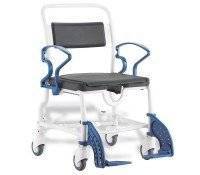 Duschstuhl - Denver - mit Armlehnen - Max. Gewicht 175kg - mit Laufrollen - grau/blau