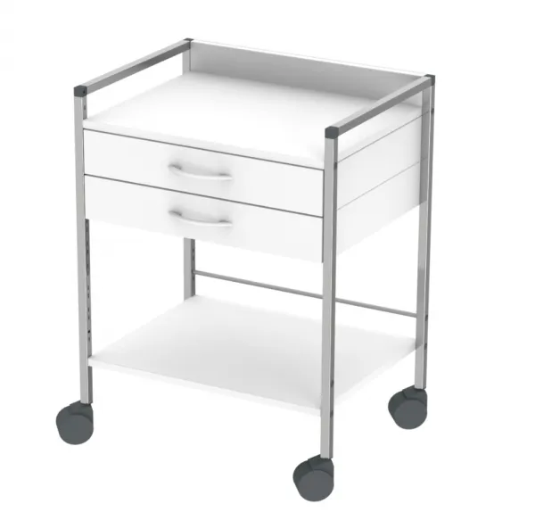 Guéridon - Variocar Viva 60 - châssis aluminium - 600x450x830mm - 2 tiroirs