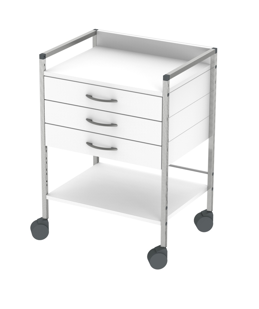 Guéridon - Variocar Viva 60 - châssis aluminium - 600x450x830mm - 3 tiroirs