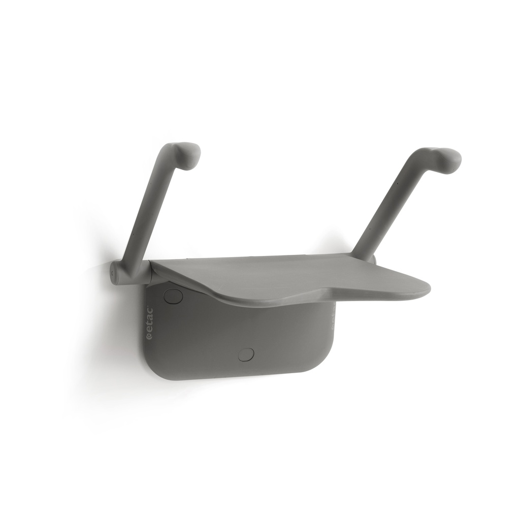 Wandduschsitz RELAX - Farbe grau - mit Armlehnen - ohne Stützbein - ohne Rückenkissen