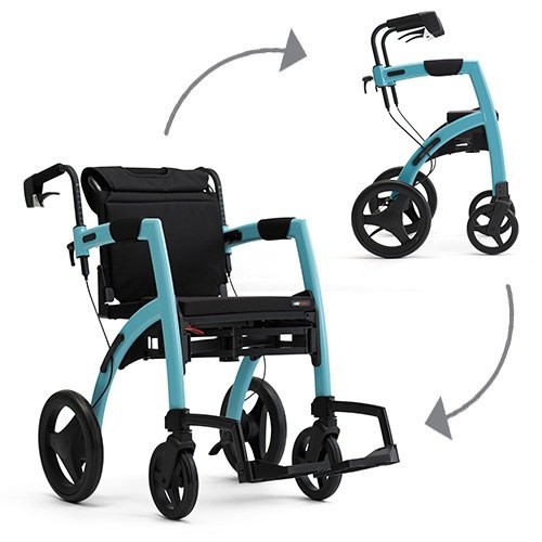 Rollator/Rollstuhl ROLLZ MOTION²  -  2-in-1 - Farbe island blau