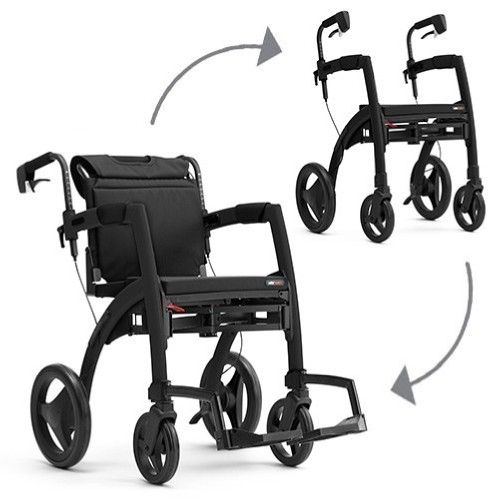 Rollator/Rollstuhl ROLLZ MOTION²  -  2-in-1 - Farbe matt schwarz