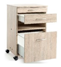 Nachttisch - storeline t102 "server ready" - buche gedämpft - ein Tablar, eine kleine und eine grosse Schublade - mit Softclose