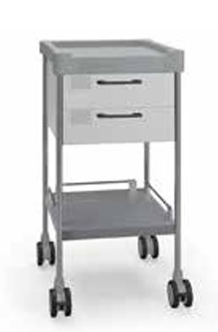 Behandlungswagen - SQ022 W - quadratisch Typ SQ - weiss - 2 Schubladen