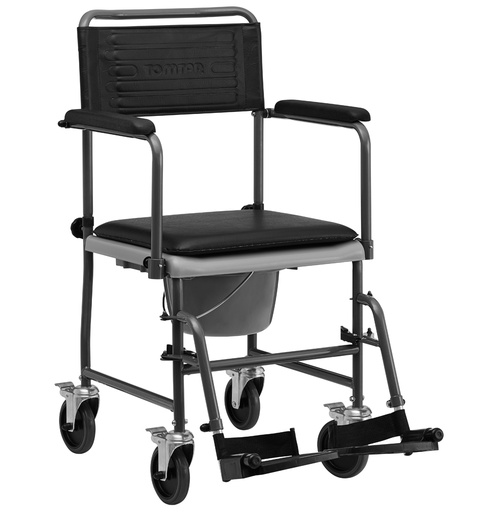 [1295.AA.01] Toilettenstuhl - TSU - mit Laufrollen - mit Armlehnen - 4 Bremsen