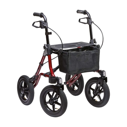 [1360.AA.61] Rollator - Taima XC - 4 roues - Aluminium - pliable - rouge - roues 12" gonflables