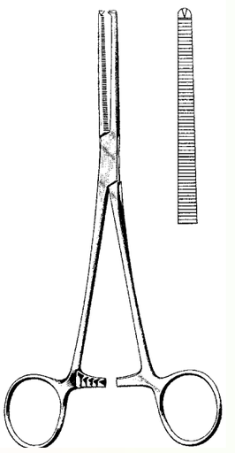 [1075.AA.06] Medizinsche Zange - Kocher - hämostatisch - mit Zähnen - fein - Länge 14cm - Metall