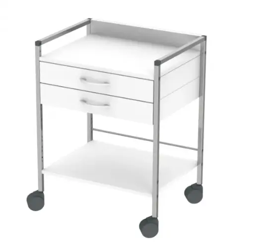 [1121.AA.07] Guéridon - Variocar Viva 45  - châssis aluminium - 490x451x803mm - 2 tiroirs