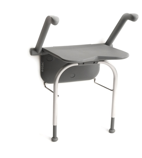 [1395.AA.06] Wandduschsitz RELAX - Farbe grau - mit Armlehnen - mit Stützbein - ohne Rückenkissen - Stk.