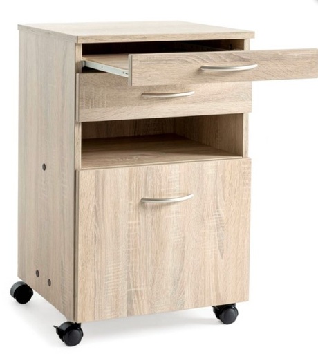 [1141.AA.26] Nachttisch - storeline t102 "server ready" - sonoma eiche hell - ein Tablar, eine kleine und eine grosse Schublade