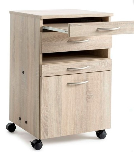 [1141.AA.28] Table de nuit - storeline t103 "server ready" - hêtre étuvé - Tiroir table de nuit tablette, tiroire, ouverture, tablette, tiroir