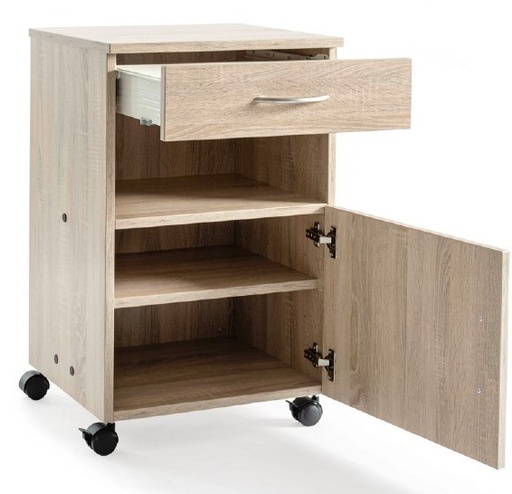 [1141.AA.31] Nachttisch - storeline t100 "server ready" - buche gedämpft - eine Schublade, ein offenes Fach, eine Flügeltür