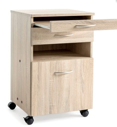 [1141.AA.33] Table de nuit - storeline t102 "server ready" - hêtre étuvé - une tablette, un petit tiroir et un grand tiroir